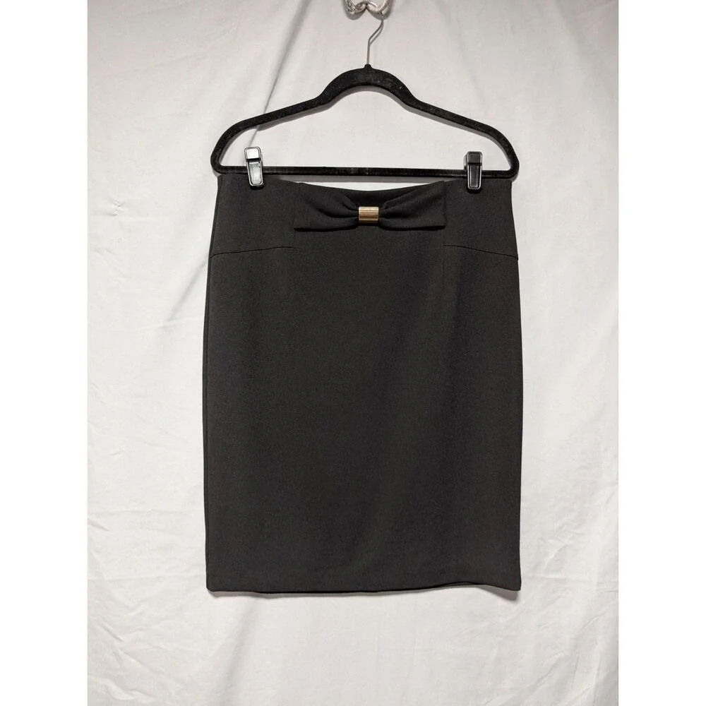 New York Clothing Co. Women's Black Knee Length Column Pencil Skirt Size Large